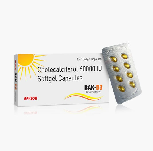 BAK D3 (Cholecalciferol 60000 IU) 8 CAPSULES - Bakson- The Homoeopathy Store