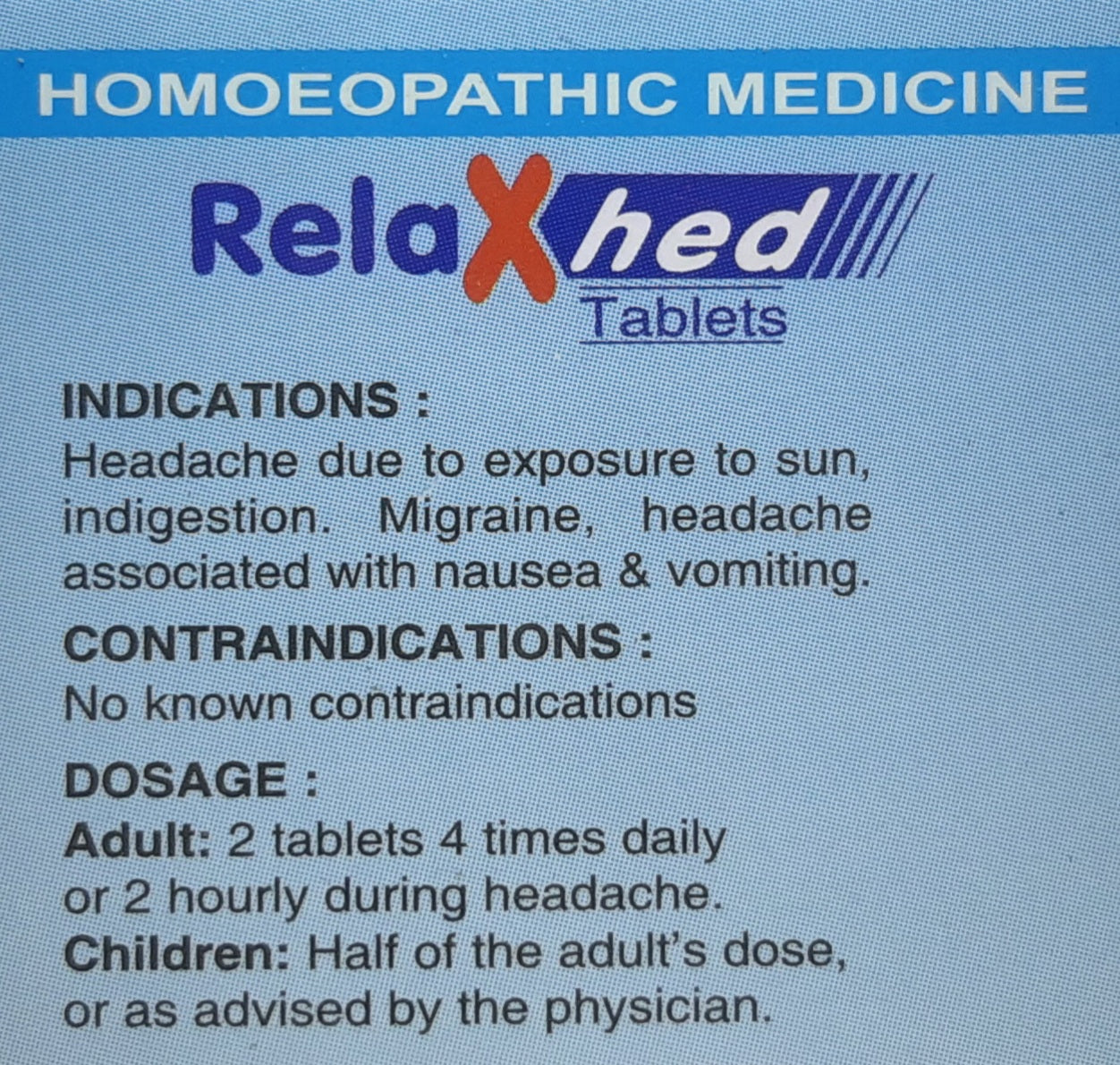 Relaxhed tablets SBL - SBL- The Homoeopathy Store