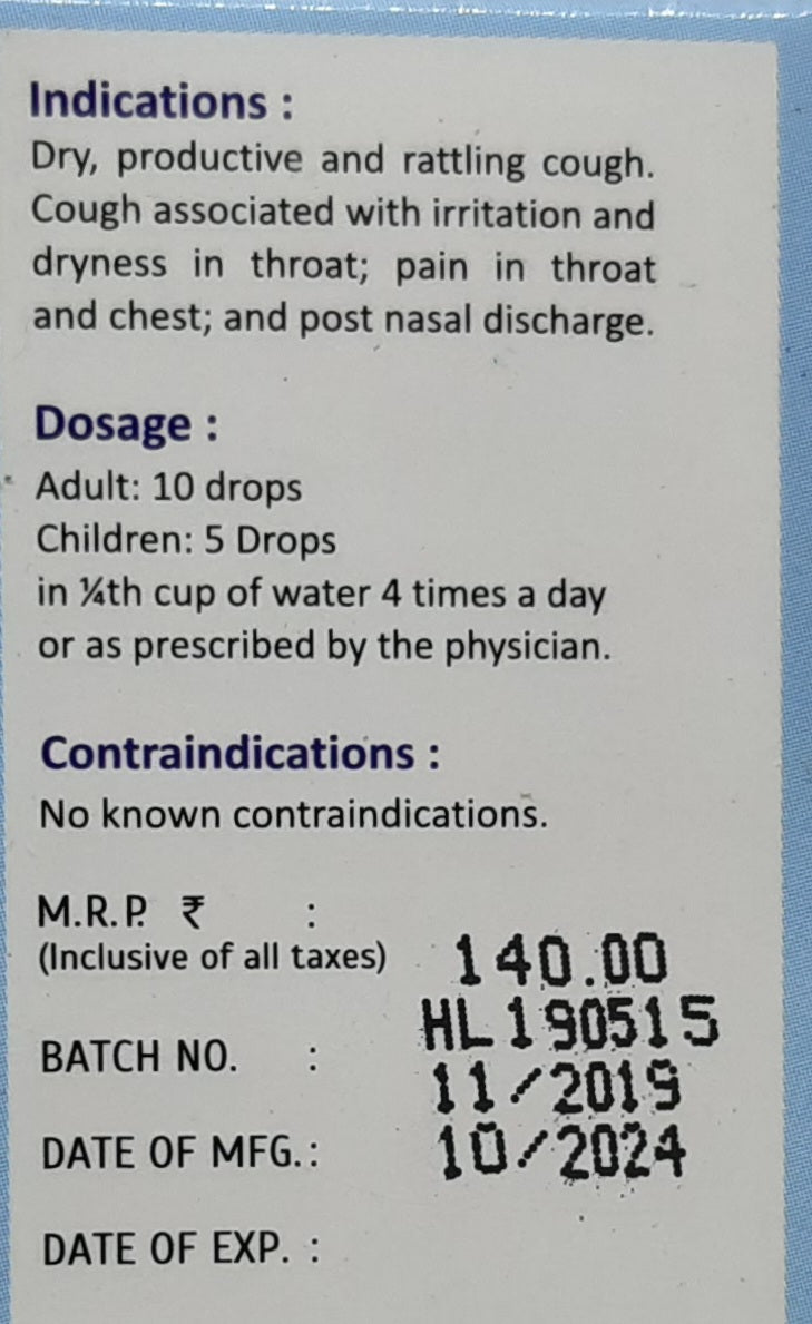 SBL Drops No.9 Cough - SBL- The Homoeopathy Store