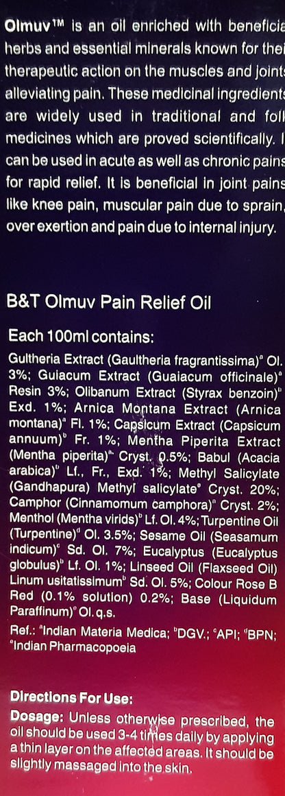 Olmuv Pain Relief Oil B&T - Dr. Willmar Schwabe India- The Homoeopathy Store