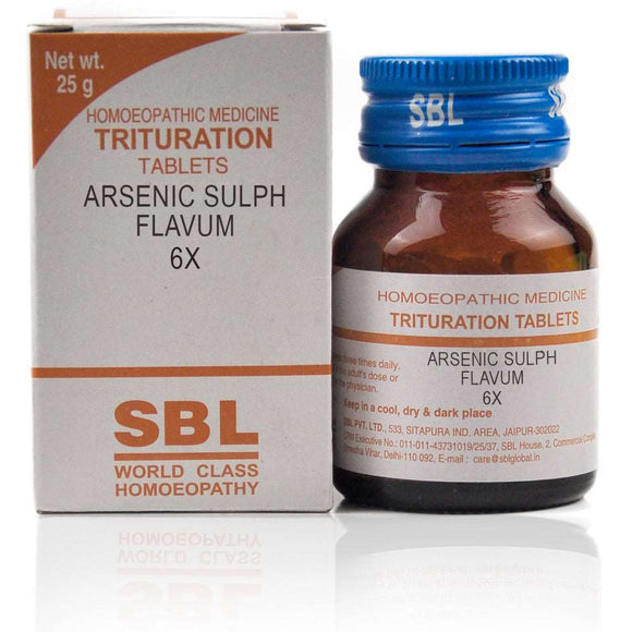 Arsenic Sulph Flavum 6X SBL - The Homoeopathy Store