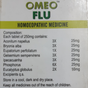 Omeo Flu tablets Bjain 25 gram - Bjain- The Homoeopathy Store